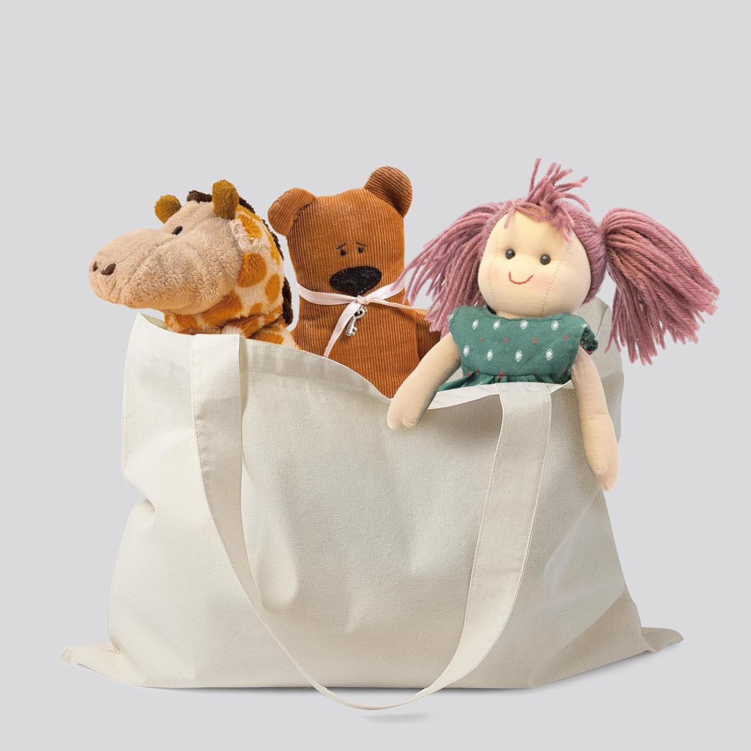 15 Pack 20” X 16” Natural Cotton Tote Bags, Lightweight Blank Bulk Cloth Bags