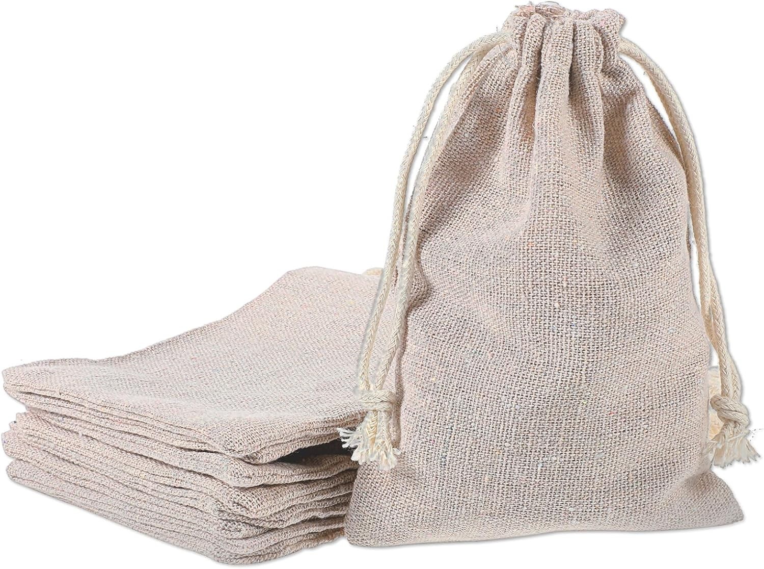10pcs Eco-Friendly Cotton Drawstring Bags – Versatile Gift Pouches in Apricot