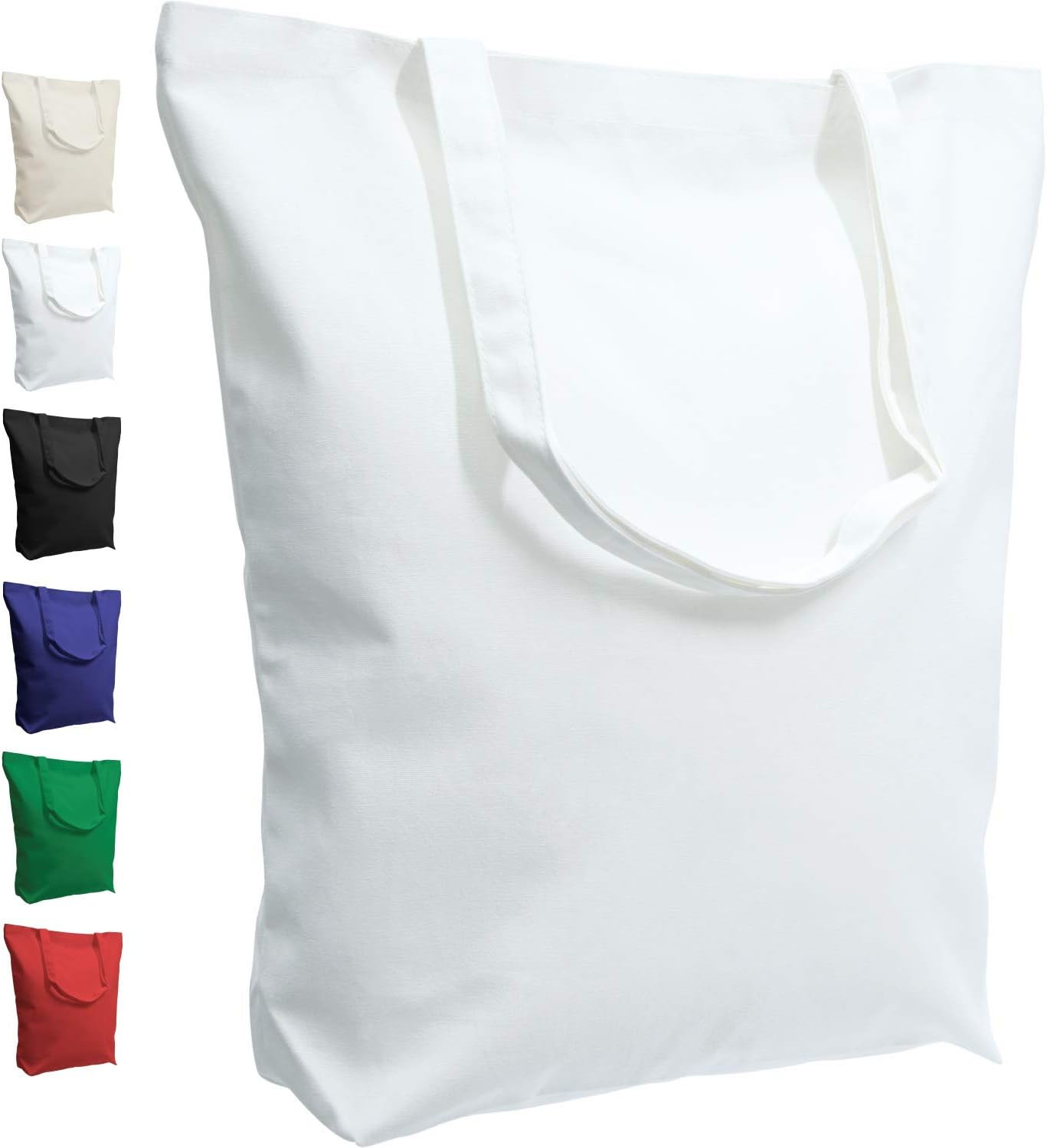 2 | 6 | 12 Pack Super Strong Large 17.5″x16.5″x5″ 10oz Cotton Canvas Tote, Reusa
