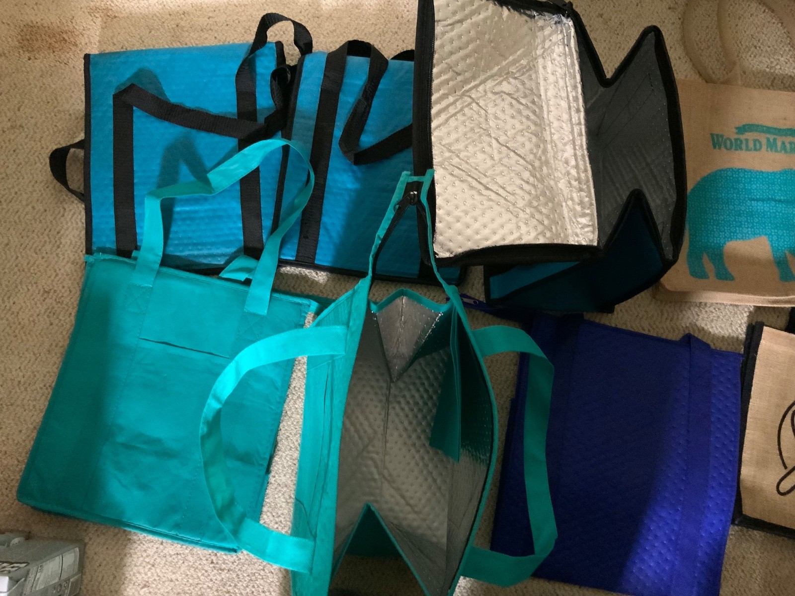 Lot of 12 Reusable Grocery Shopping Bags Eco-Friendly Durable Totes Insulated