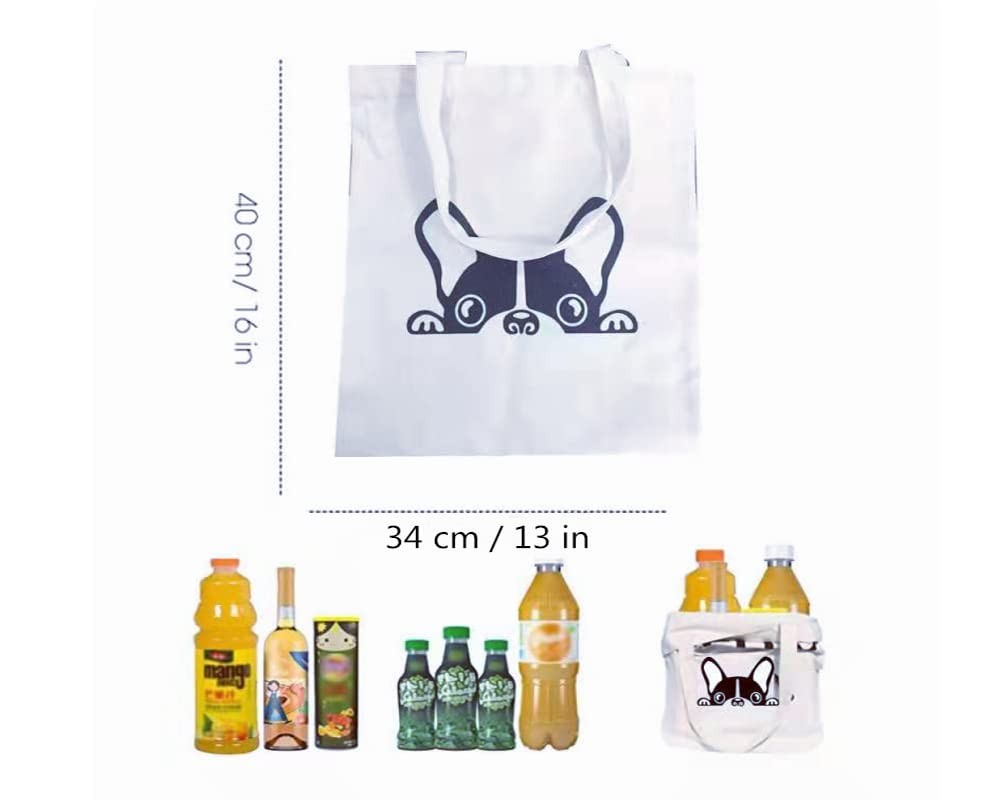 Canvas Tote Bag with Boston Terrier Pattern Women Casual Shoulder Bag Handbag…