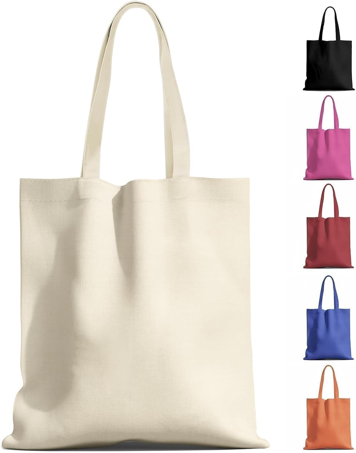 1-200 Pack Available Canvas Reusable Tote Gift Bags,Made of Natural Canvas w…