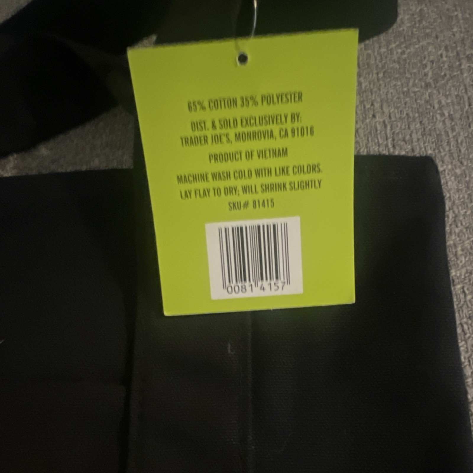 Trader Joe’s Trick-or-Treat Foldable Canvas Tote Bag Black Cotton Polyester