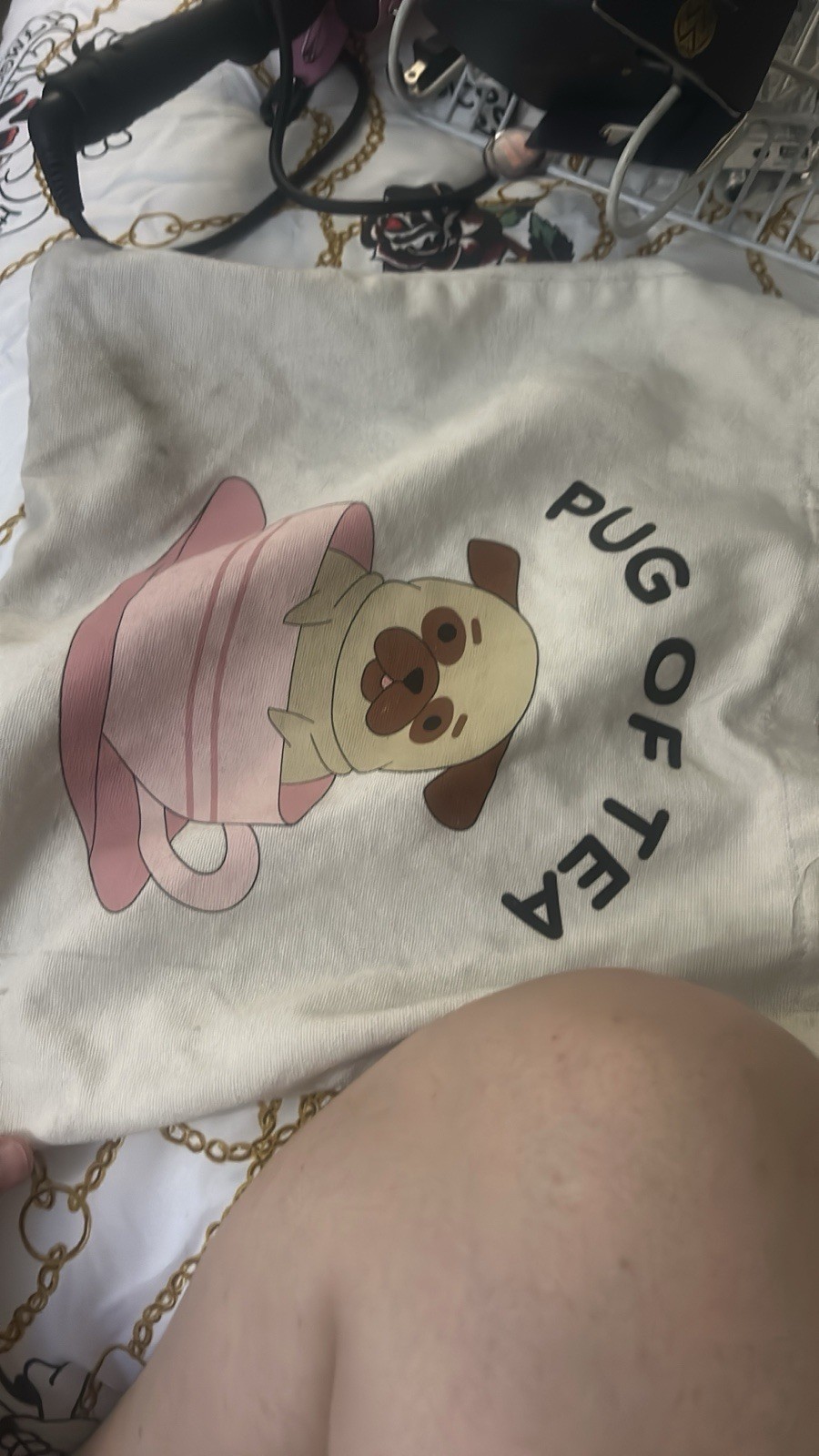 Canvas Tote Bag Beige Pop Art Pug Illustration Foldable All-Over 12x12in
