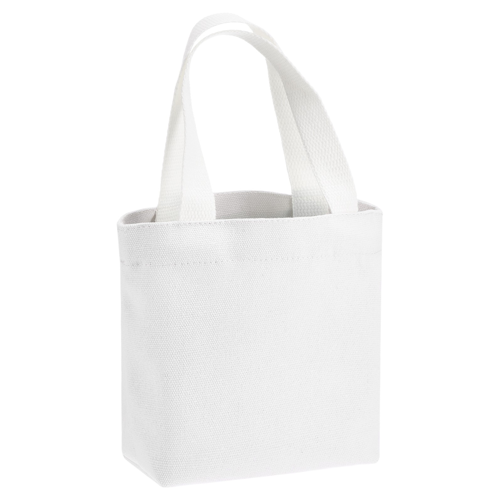 Small Canvas Tote Bag for Women, 7 x 2 x 6″ Canvas Bags, White