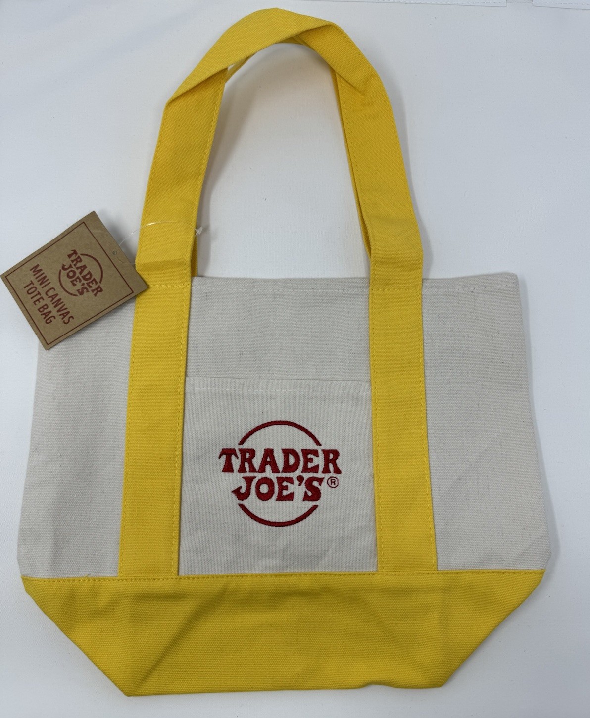 TRADER JOE’S YELLOW MINI CANVAS TOTE BAG NWT FREE GIFT 🎁 FAST SHIPPING