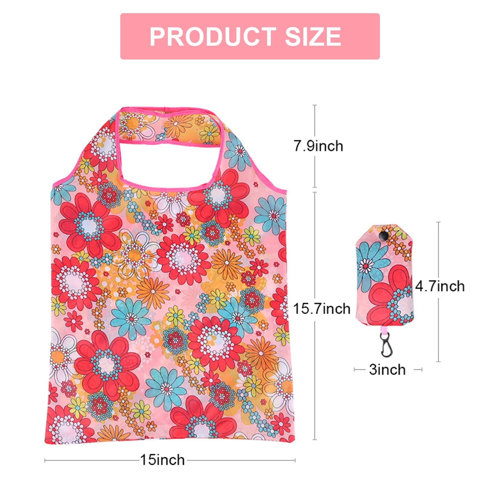 Floral Reusable Grocery Bag Foldable Waterproof Machine Washable Tote 35 PCS