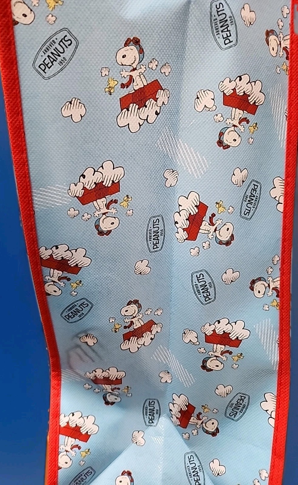 Peanuts Snoopy & Woodstock Red Baron XLarge Polyester Tote Bag 19.5x17Flying Ace
