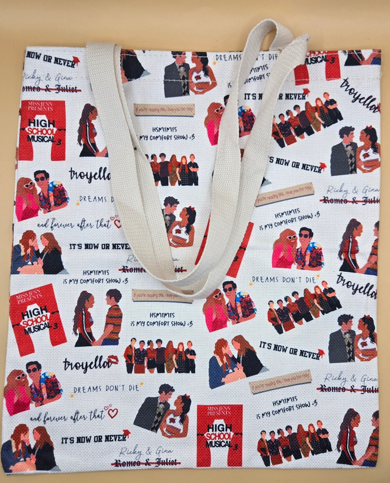 HIGH SCHOOL MUSICAL 3 – Soft Canvas Flat Tote Bag 15.25″x13.5″ BRAND NEW