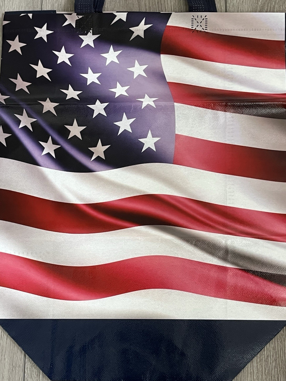 New Red White & Blue American Flag Patriotic Reusable Tote Bag 15” X 13-3/4”