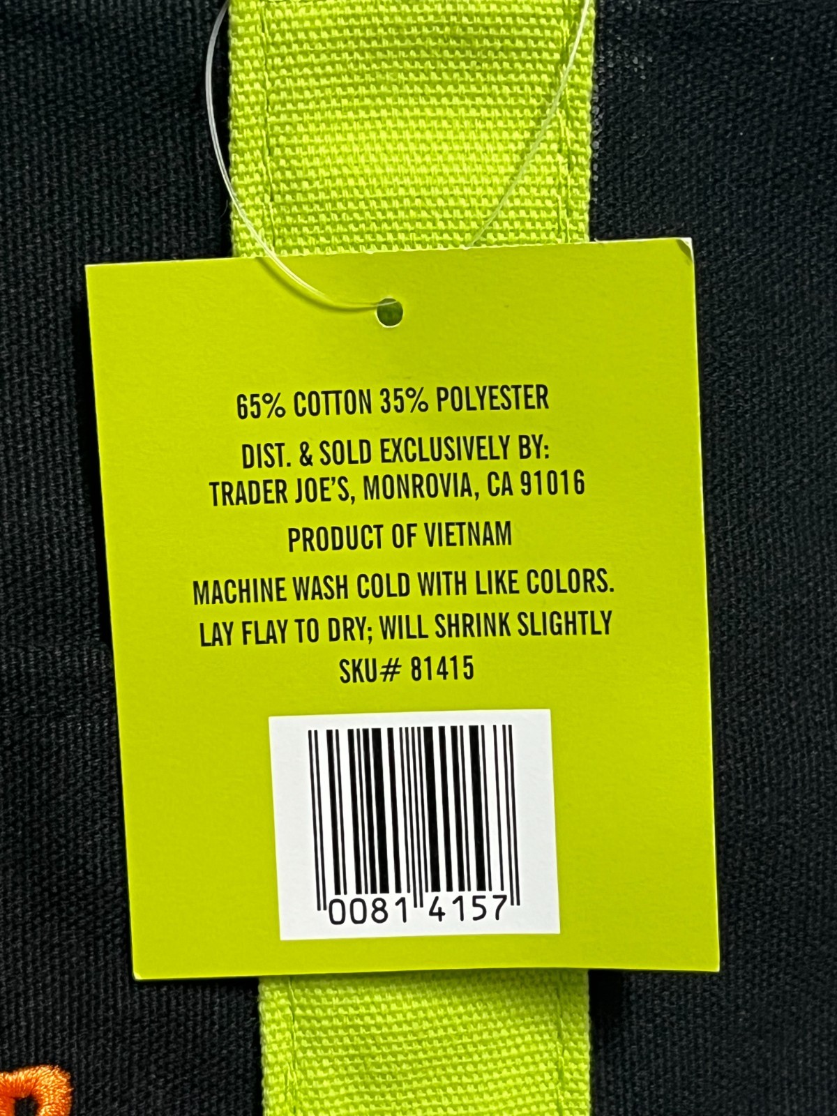 Trader Joe’s Black Purple Green Trick or Treat Canvas Tote Bag