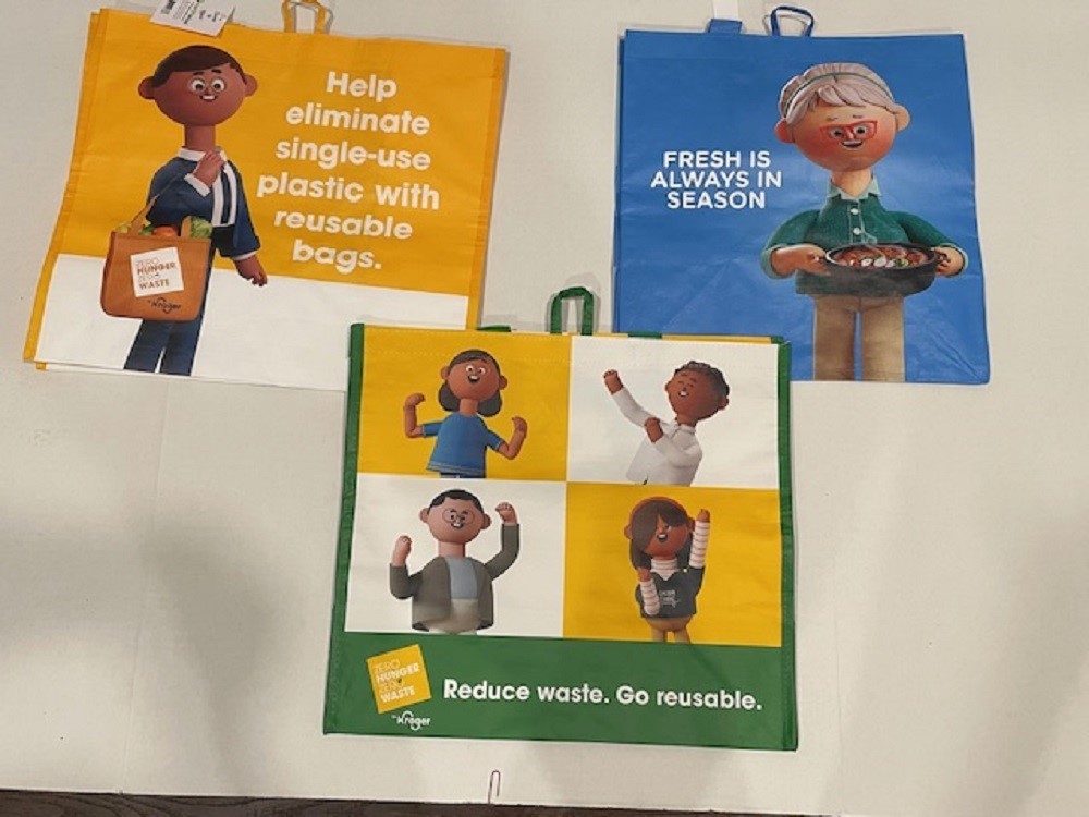 KROGER KROJIS ANIMATED CHARACTERS REUSABLE SHOPPING BAGS EARTHWISE LOT OF 3 NWT