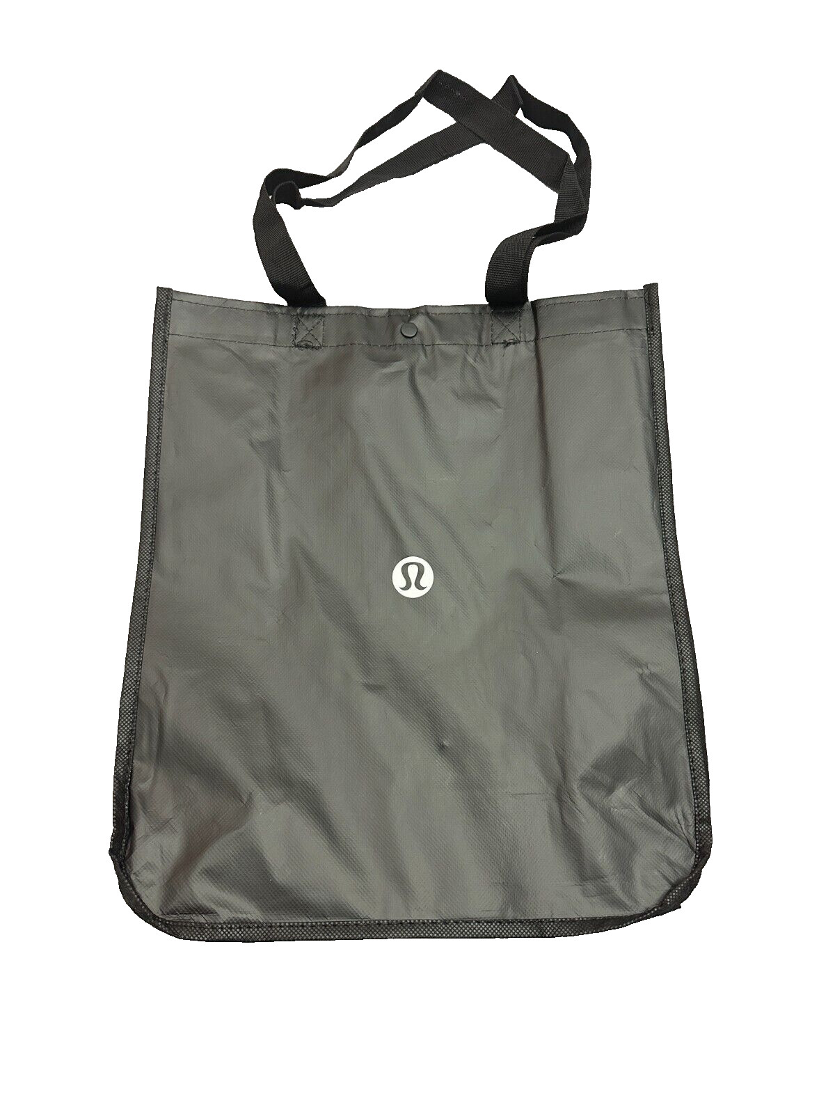 Lululemon Reusable Tote Black White Classic Shopping Bag Snap Closure Authentic