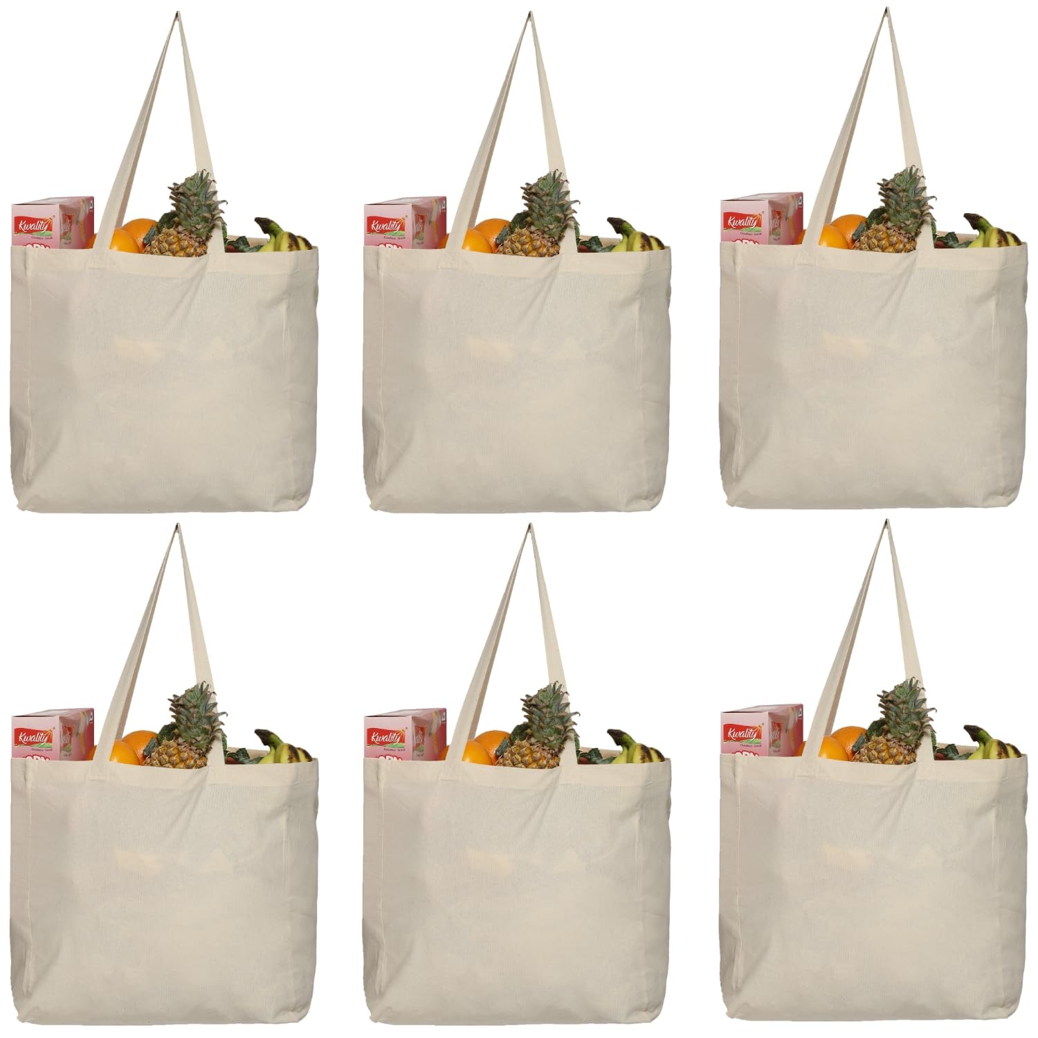 Greenmile 6 Pack Canvas Reusable Grocery Bags – Cotton Canvas Grocery Bag Cloth