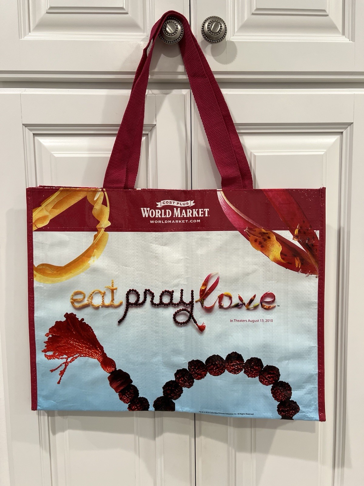 World Market Eat Pray Love Reusable Tote Bag Movie Food Books Grocery 17x13x6