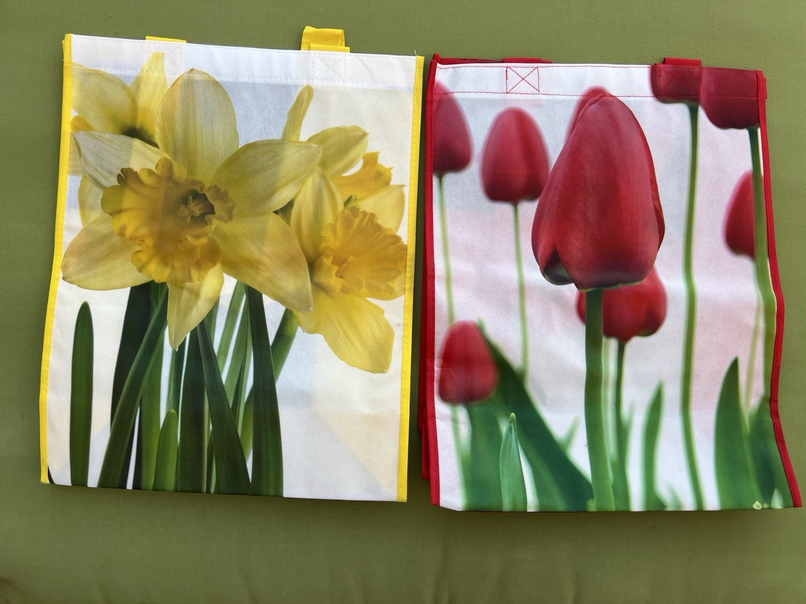 2 GREEN EARTH BAGS Eco-Friendly Reusable Shopping Bag Floral