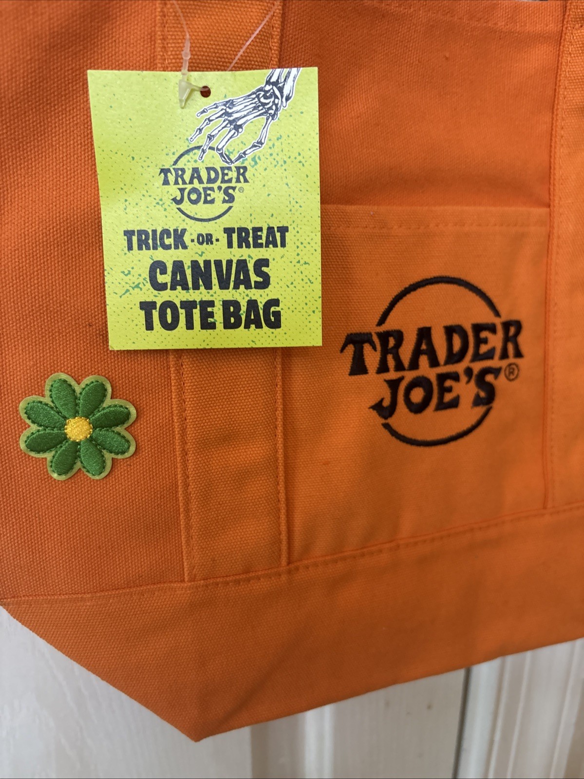 Trader Joe’s Mini One Tote Bag Set Yellow Embroidery Special 4 Flower