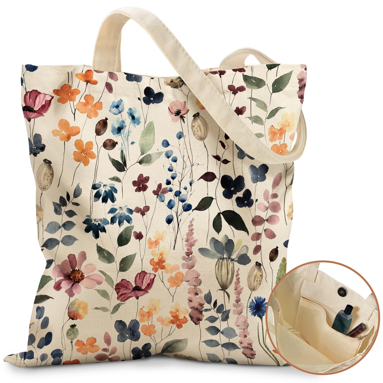 Aesthetic Tote Bag – with Magnetic Buckle and Zipper Inner Pocket for Lady Cl…