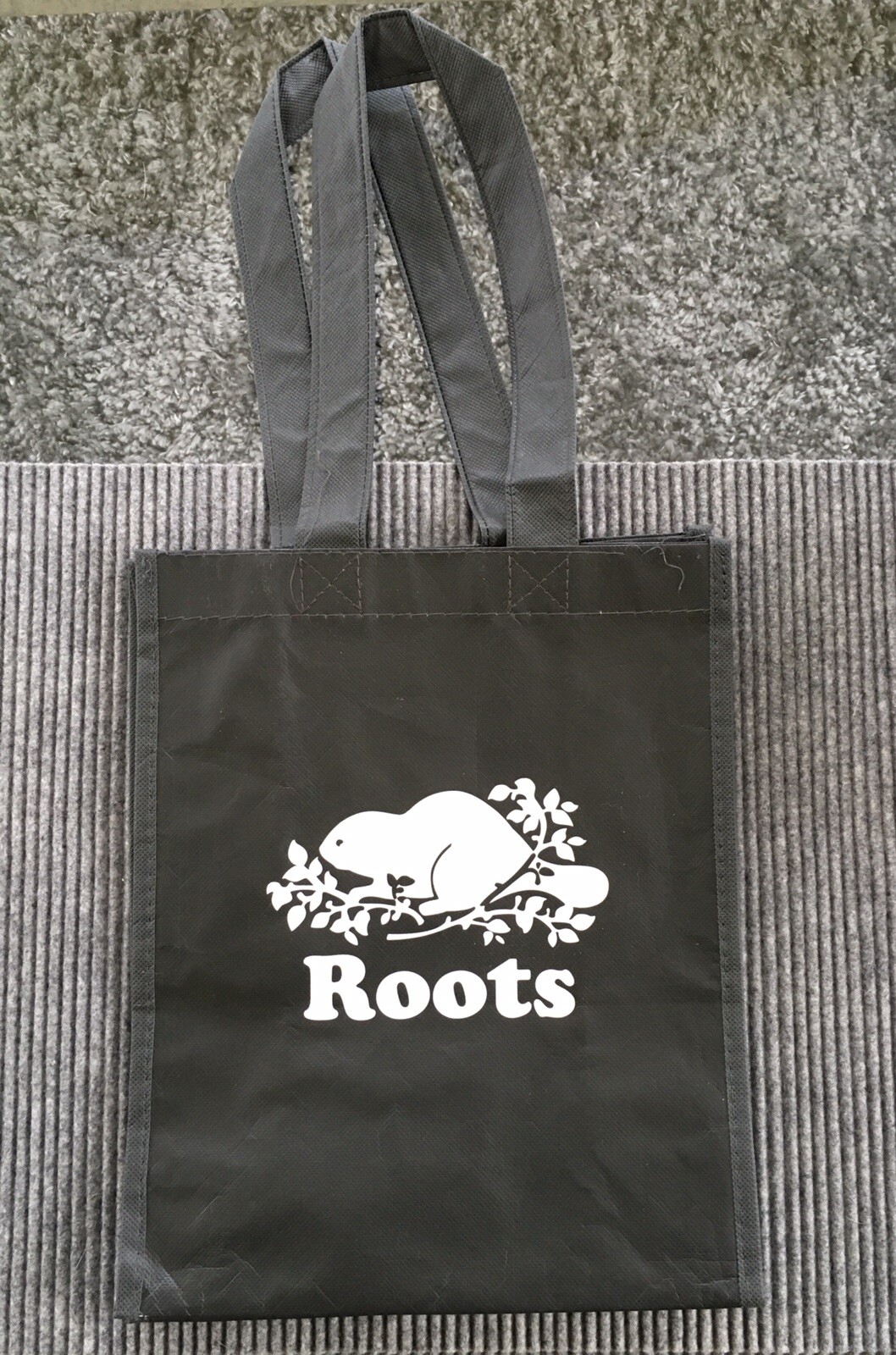 Roots Athletic Canada Black Reusable Shopping Bag Beaver Logo Pre-owned