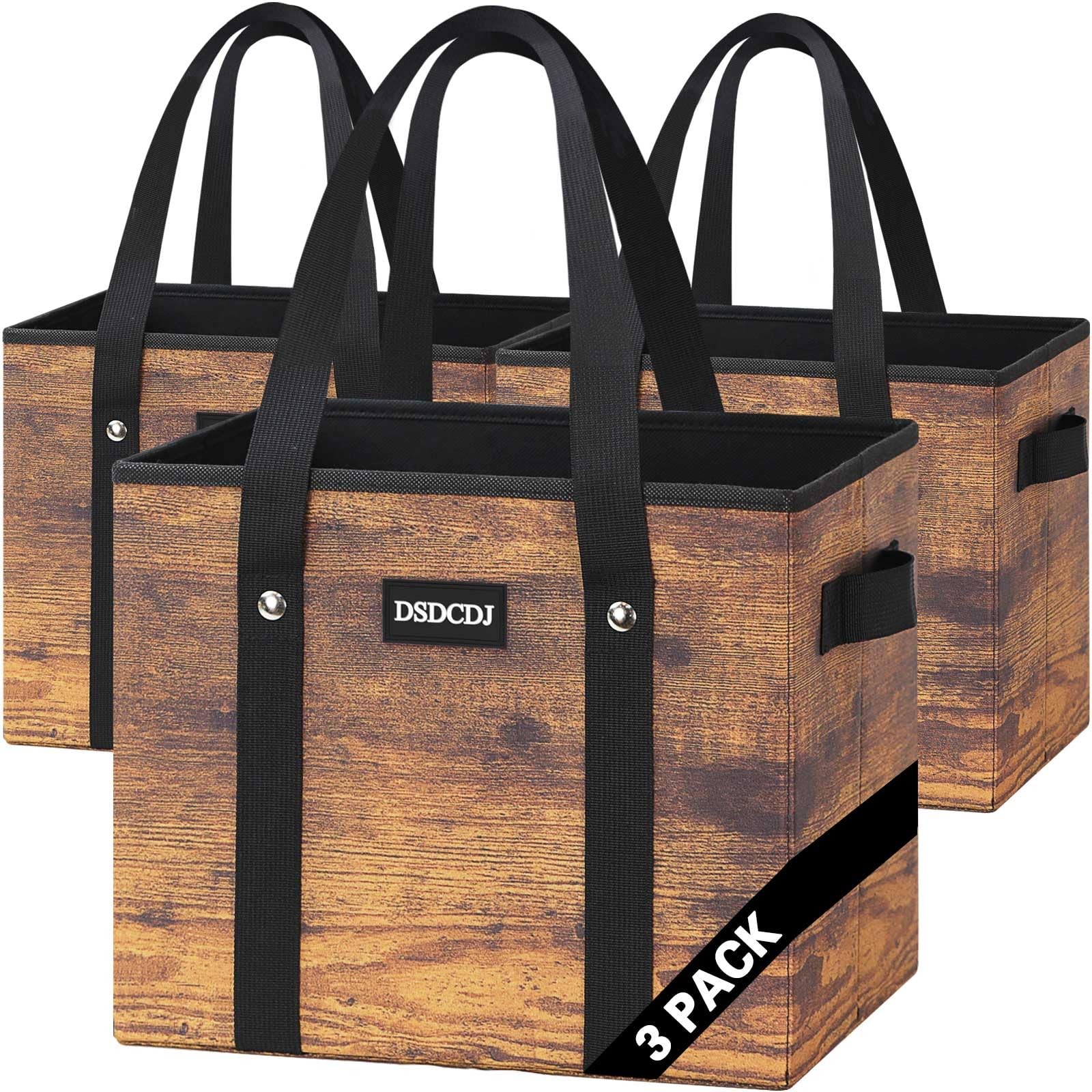 Reusable Grocery Bags – Heavy Duty Reusable Shopping Bags with Hard Bottom & …