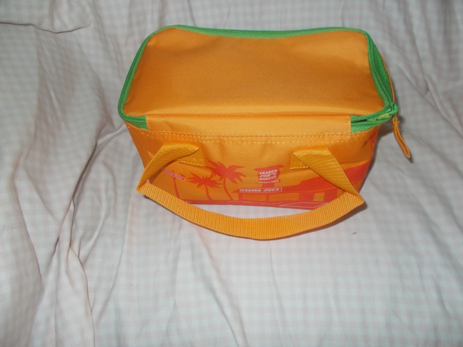 Trader Joes Mini Insulated Tote Summer Collection Sunny Orange Green Zip 2026