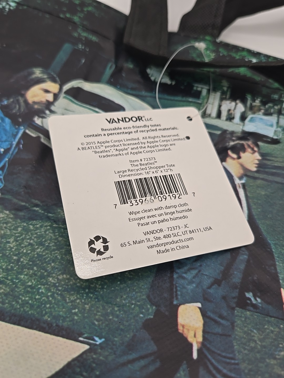 The Beatles Large Recycled Shopper Tote NEW Vandor 2015 Apple Corp