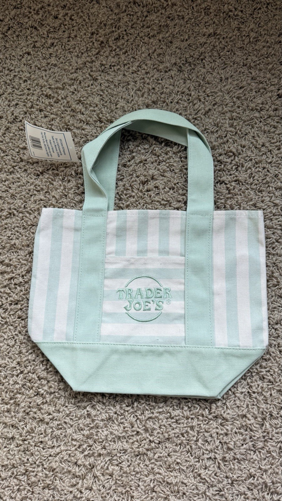 Trader Joe’s Lot of 3 Mini Canvas Striped Tote Bags Multicolor 13x6x10