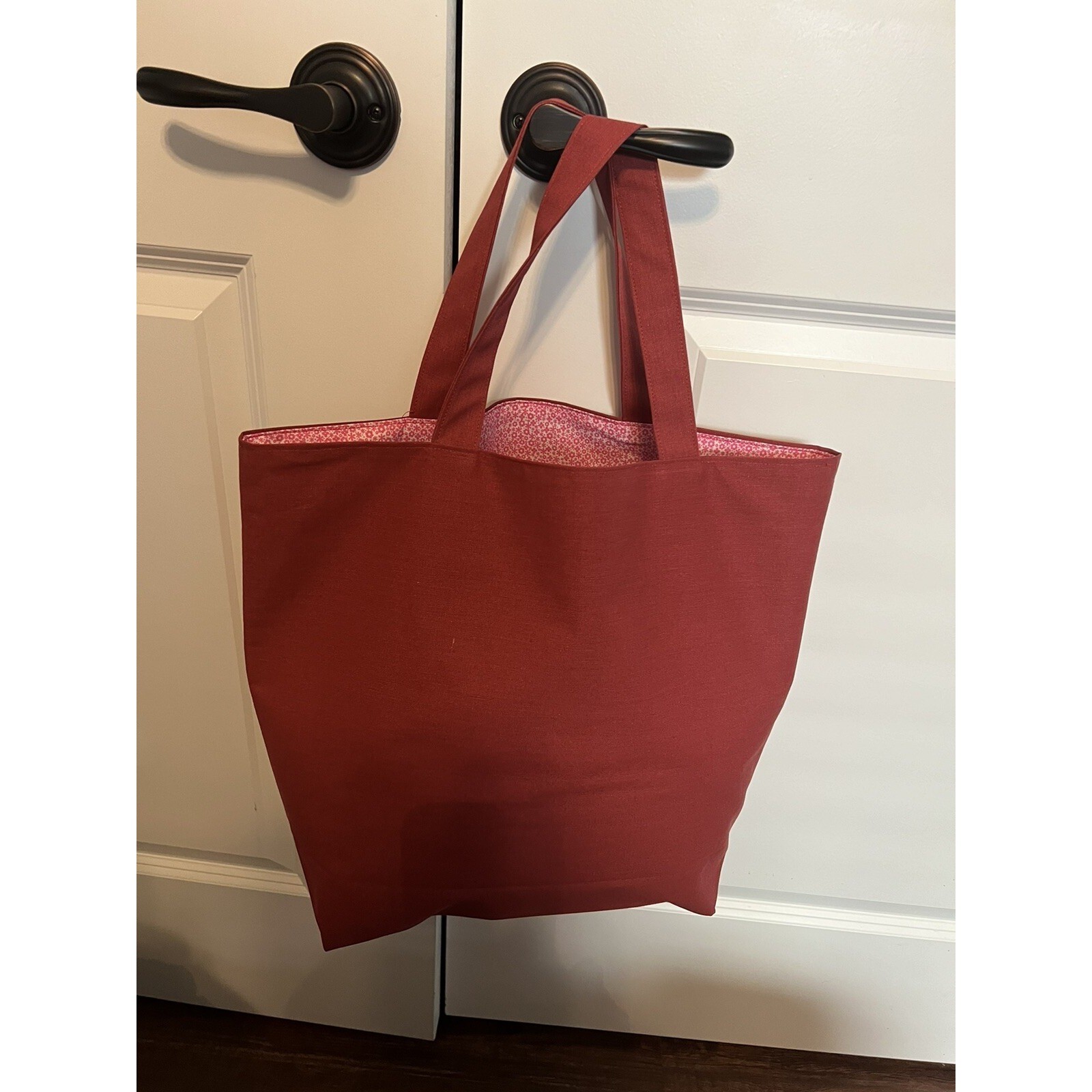 Homemade Grocery Bag Shopping Tote Bag Large Lined 17″ X 12″ X 5″ Fabrics