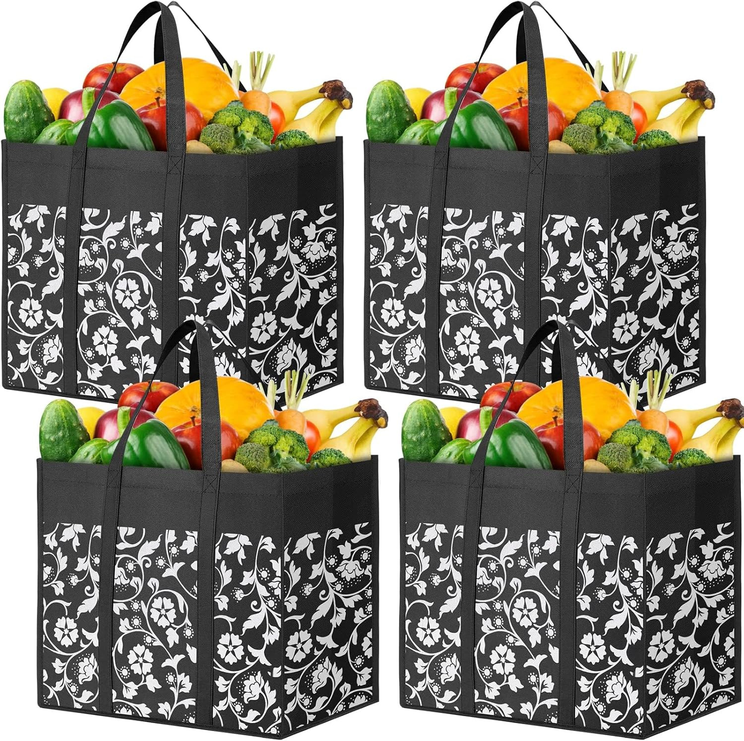 Reusable Grocery Bags Foldable Tote Bags bulk with Reinforced Handles Shopping B