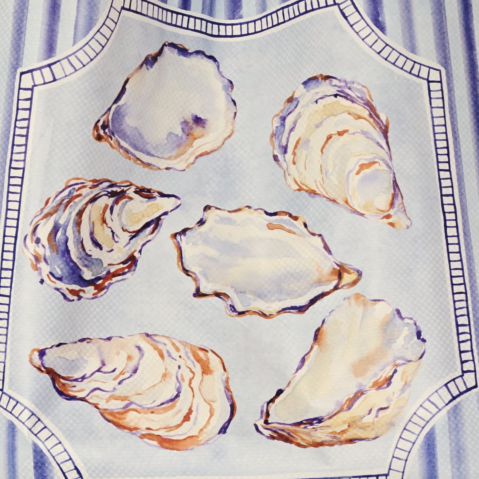 Oysters Oyster Shells Blue White Stripes Gift Bag Shopping Reusable TJMaxx