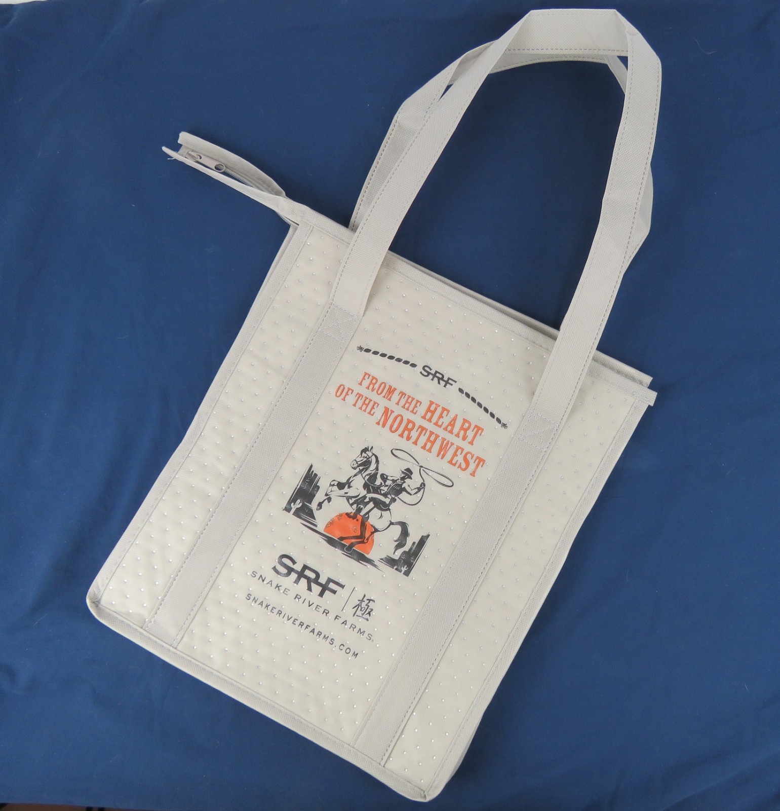 INSULATED Grocery Bag Zippered Reusable Large Cooler Shopping Tote Tan SRF Logo