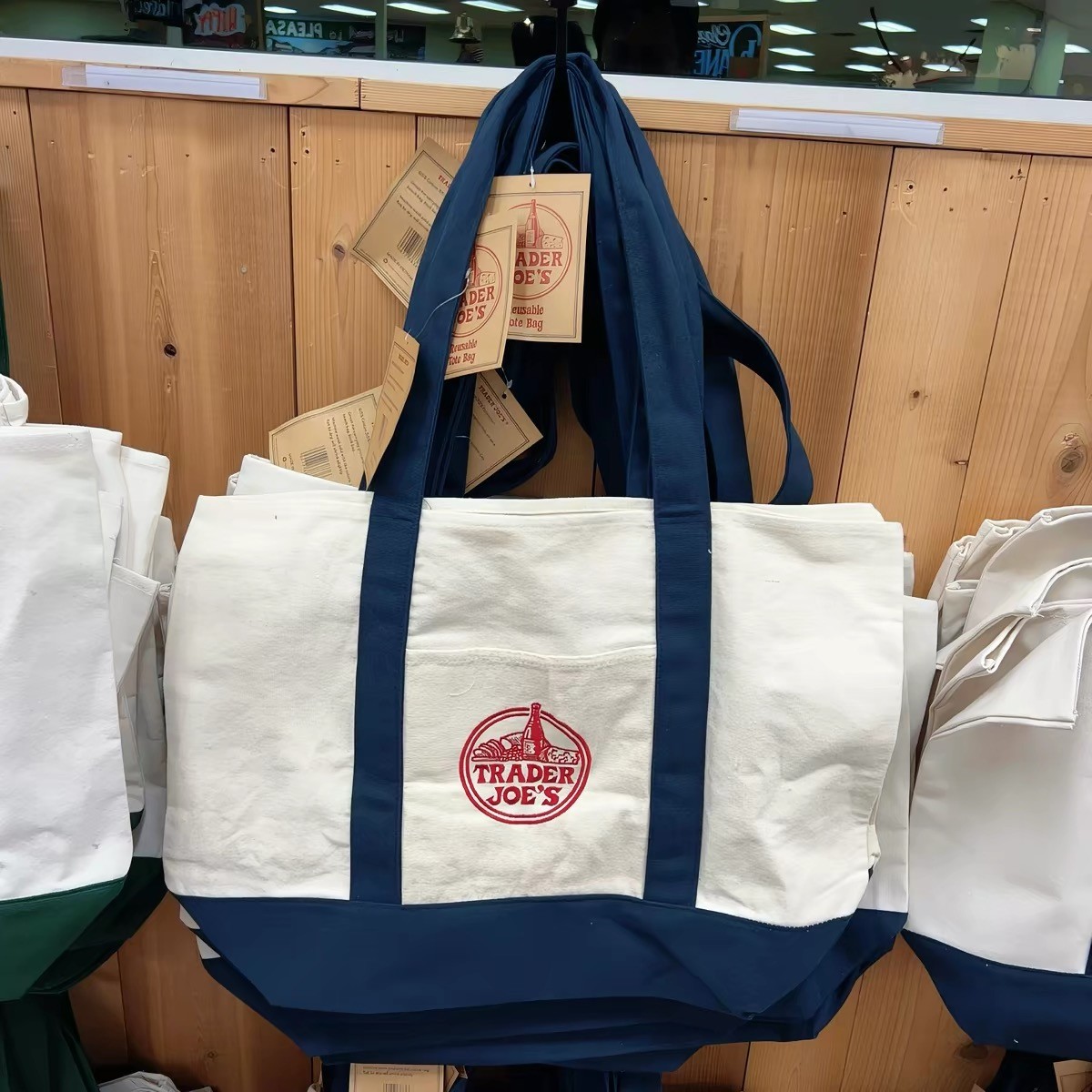 Trader Joe’s Canvas Tote Shopping Bag – LARGE CLASSIC NAVY BLUE – NEW with TAGS