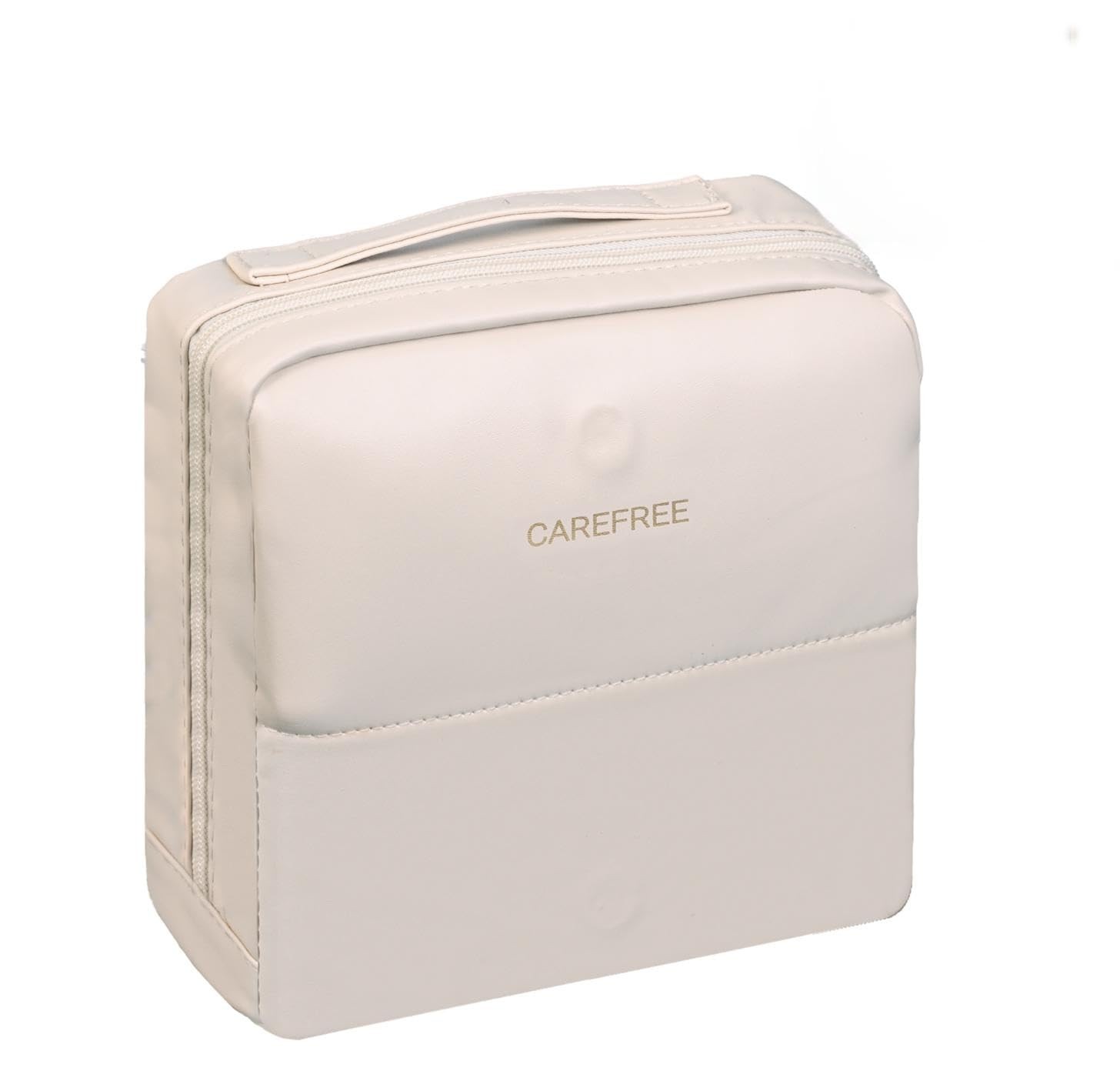 XMDRISH Magnetic Standing Cosmetic Bag, Large Capacity Travel Toiletry White