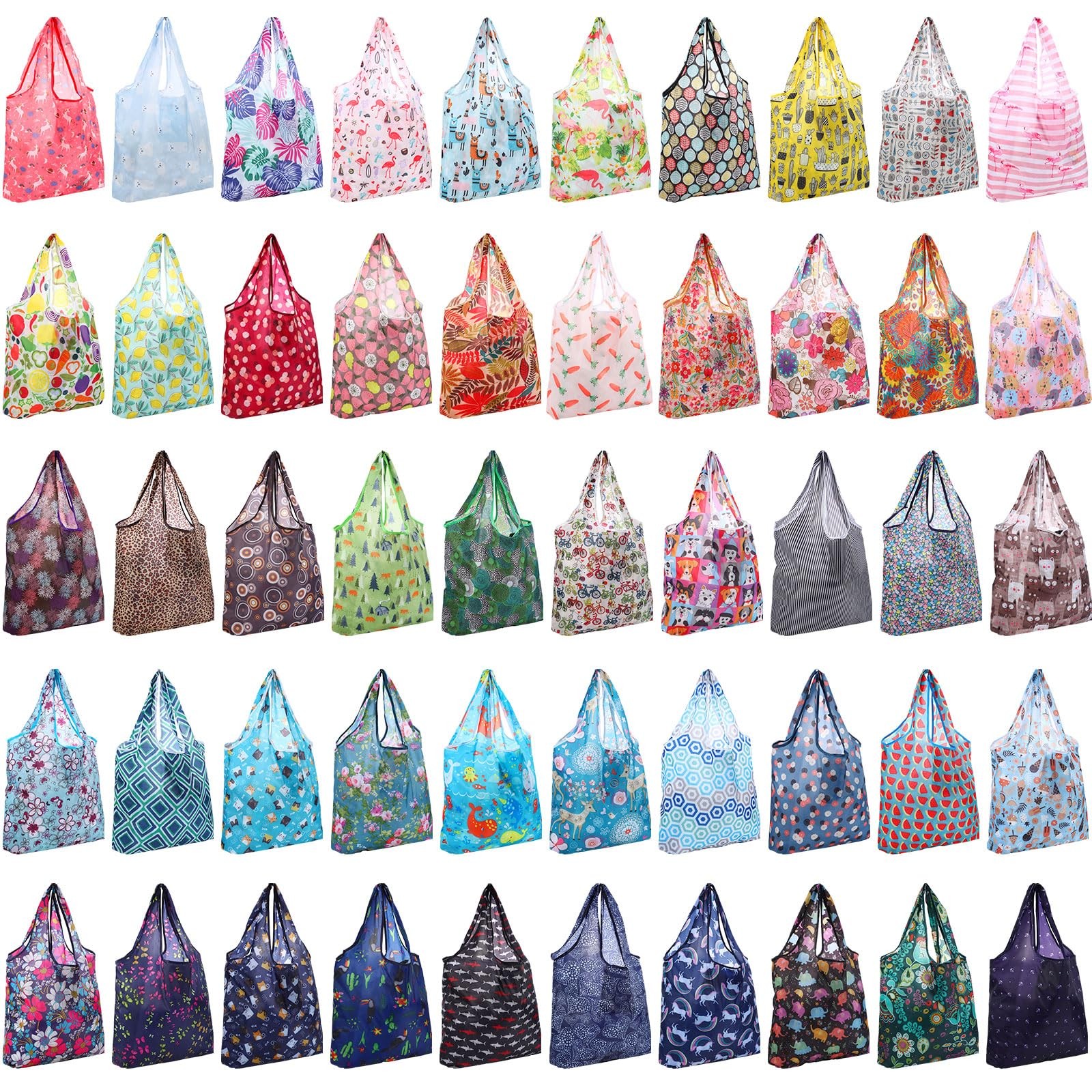 Paterr 50 Pack Reusable Grocery Bags Foldable Shopping Bags Bulk Washable Gro…