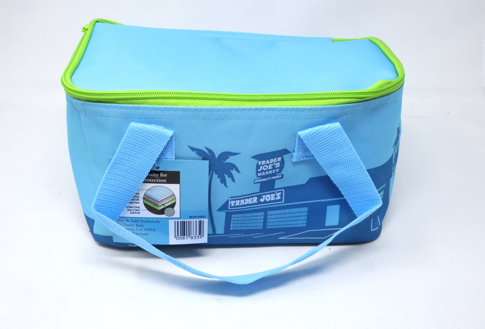 Trader Joe’s Mini Insulated Bag Blue Neon Green Brand New Release 10×6 NWT