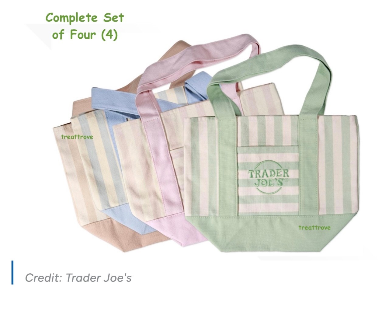 IN HAND Trader Joe’s Striped Canvas Mini Tote Set of 4 Summer 2026 Collection