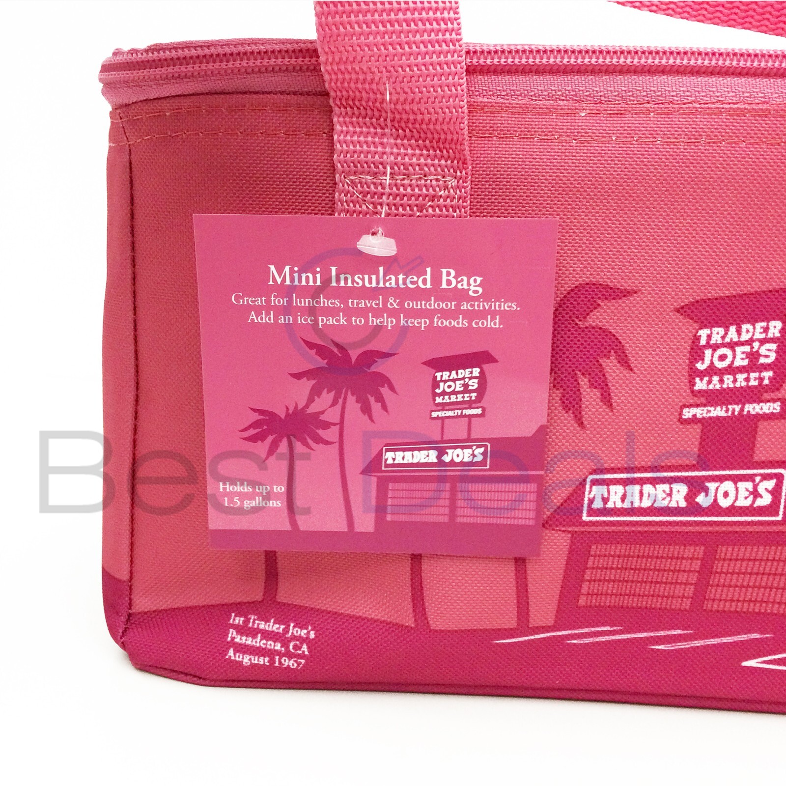 2 Pack Trader Joe’s Valentines Day Mini Insulated Tote Bag Pink