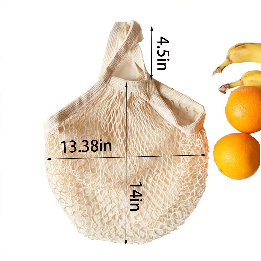 Cotton String Bags For Shopping, Eco Friendly Mesh Tote, 3 Pack, Beige