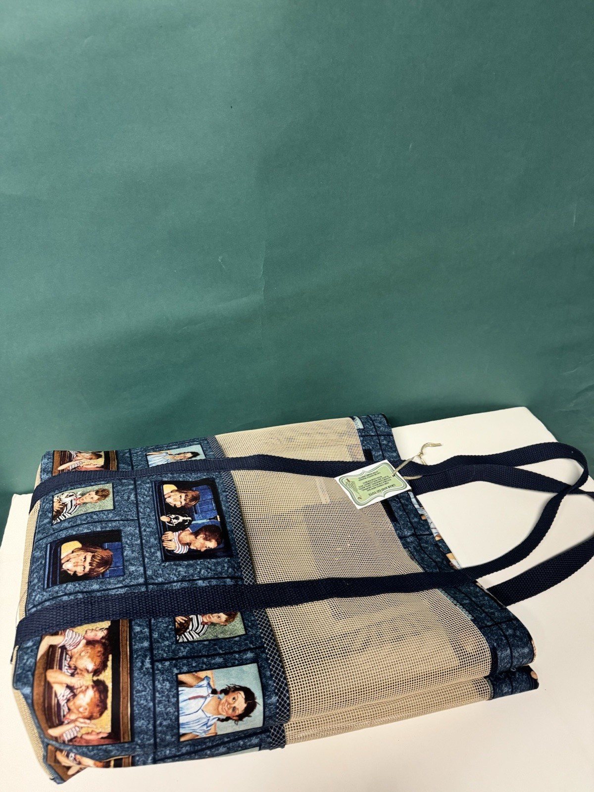 STRONG Stylish PVC/Poly MESH Tote 15x17x5 With 6 Slim Cotton Pockets