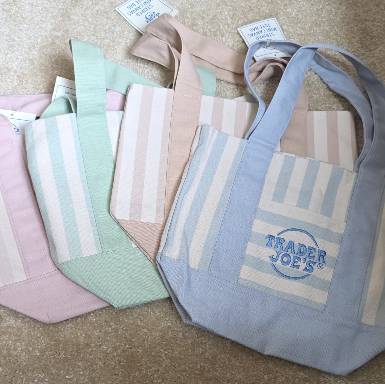 Trader Joe’s Reusable Striped Tote Bag Multicolor 11x10x6 in