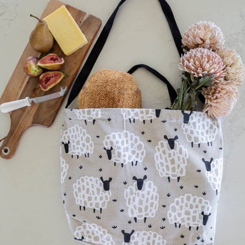Large canvas sheep tote bag. Great project bag! Tote! Adorable, Canvas! Beige