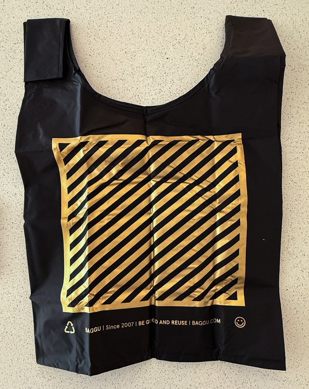 BAGGU Standard Bag Eco Bag Black & Gold Standard Size New
