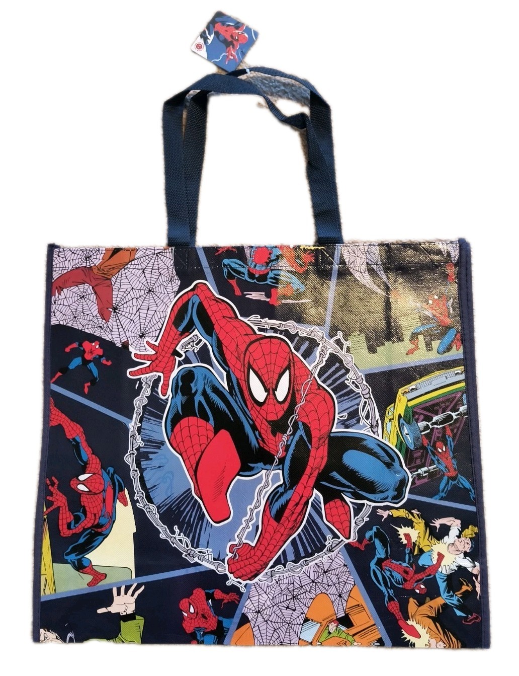 Marvel Spiderman X-Large Blue Reusable Shopping Gift Bag with Handle🆕Free Ship!