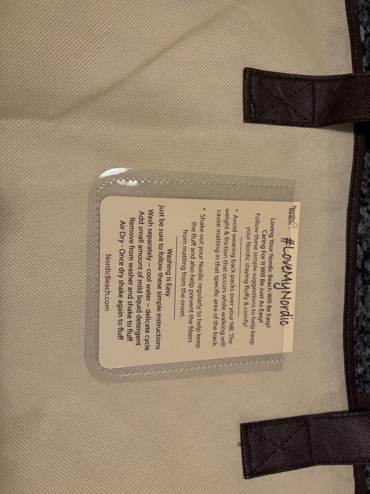 Nordic Beach Large Reusable Shopping Tote Bag Zipper Beige/Brown