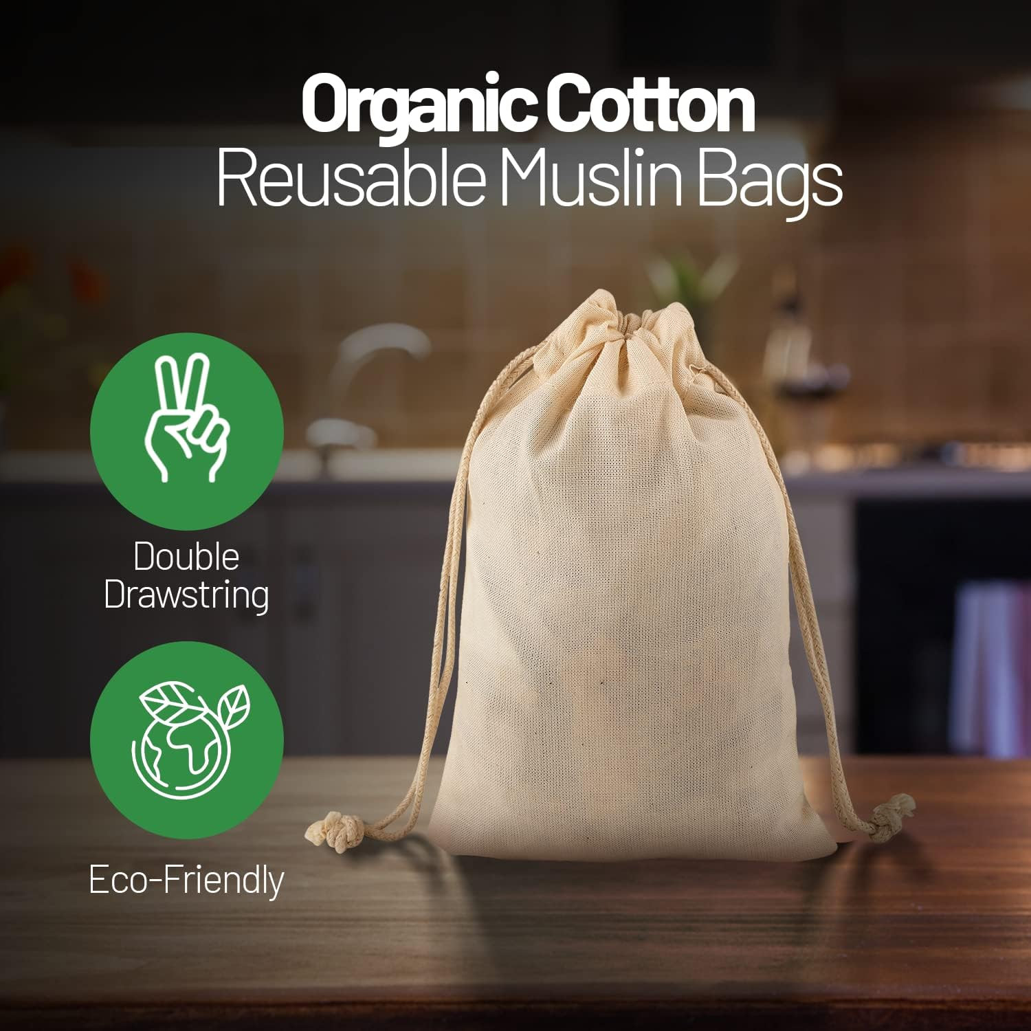 24 Pack Organic Cotton Muslin Bags | 4X6″ | Reusable Small Cloth Bag