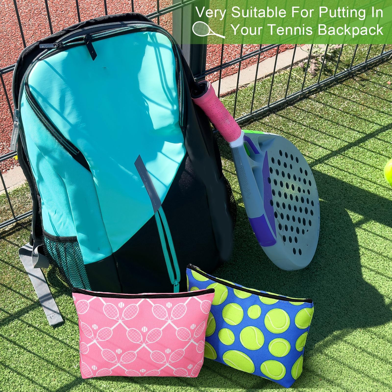 Bulyoou 10 Pcs Tennis Gifts for Women Ladies Sport Cosmetic Bag multicolor