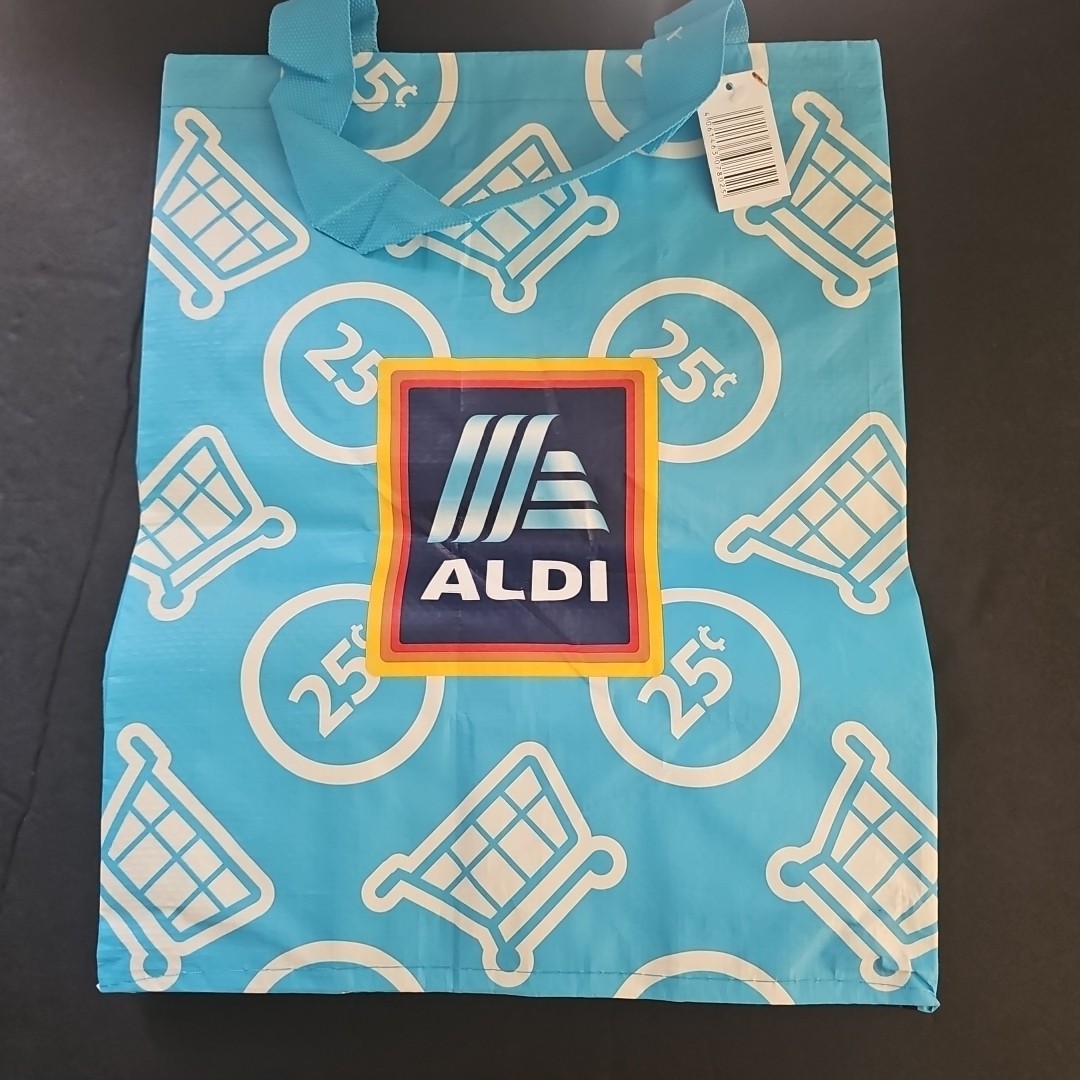 ALDI Reusable Tote Shopping Bag 25 cents Shopping Carts New with Tag 7x12x14″