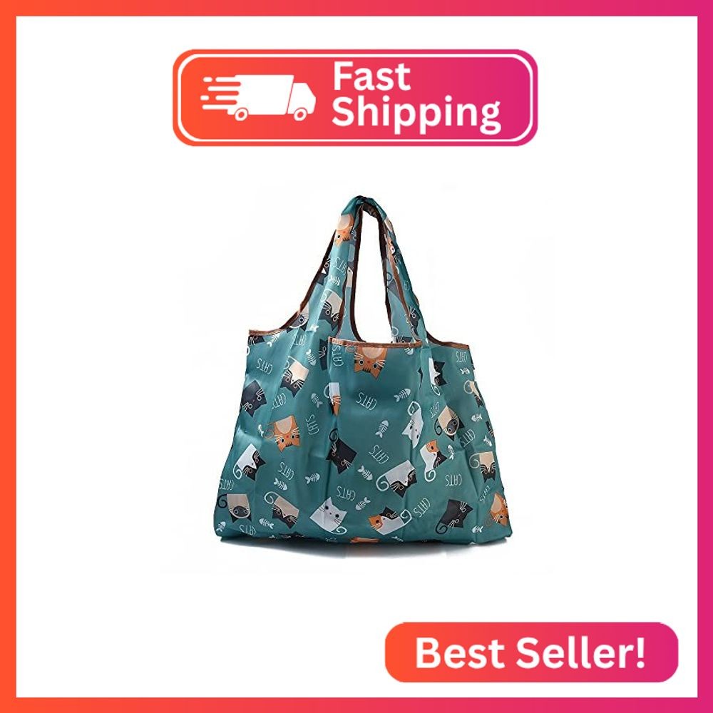 BEEFLYING 3 Pcs Foldable Reusable Nylon Grocery Bags Waterproof Tote Shopping Ba