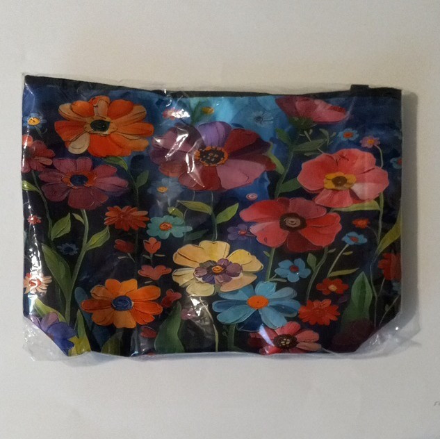 Floral Reusable Tote Shopping Bag Blue/Multicolor 45 cm L x 13 cm W x 33 cm H