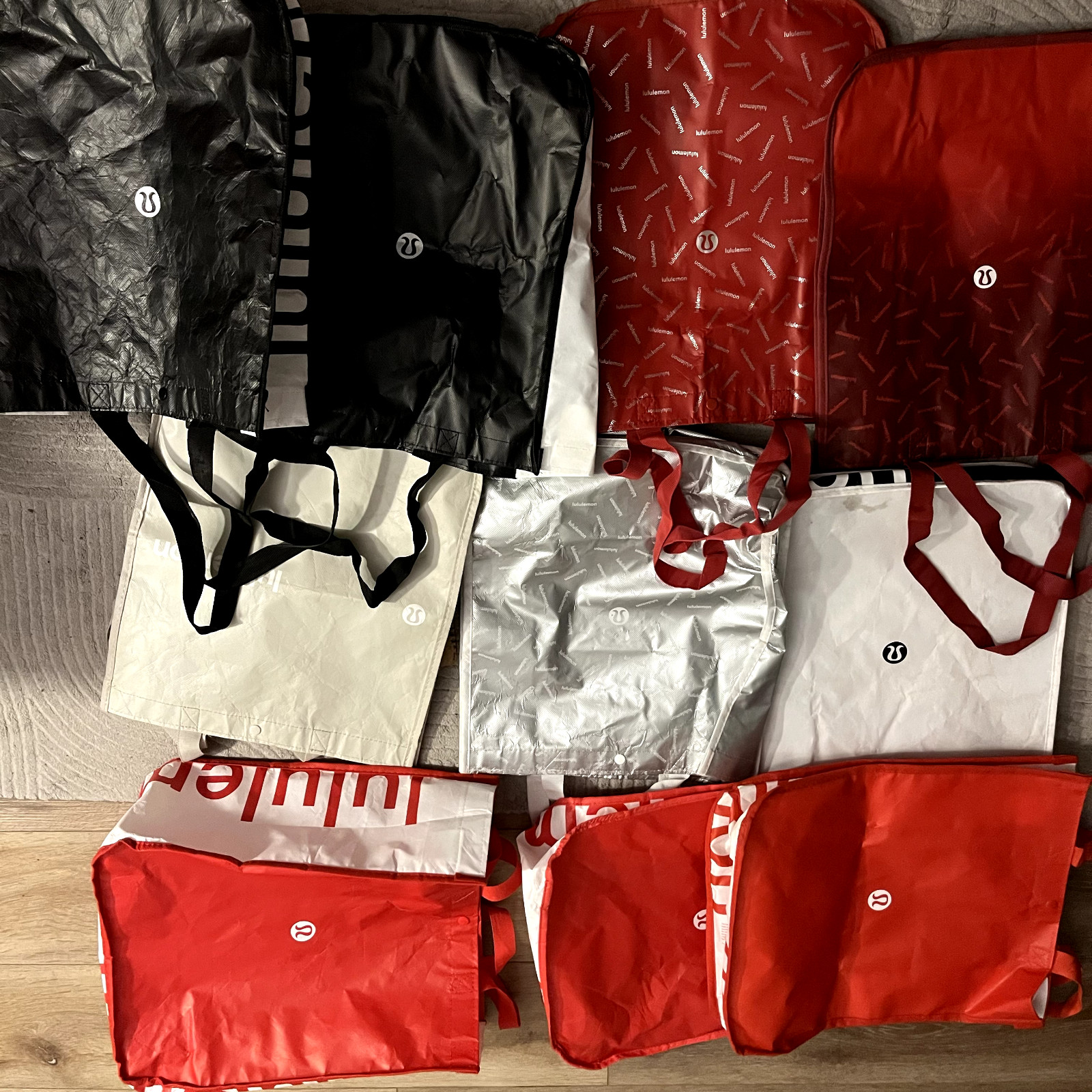 Lululemon Reusable Shopping Tote Bag Large Various Colors Lot 10 Black Red Green